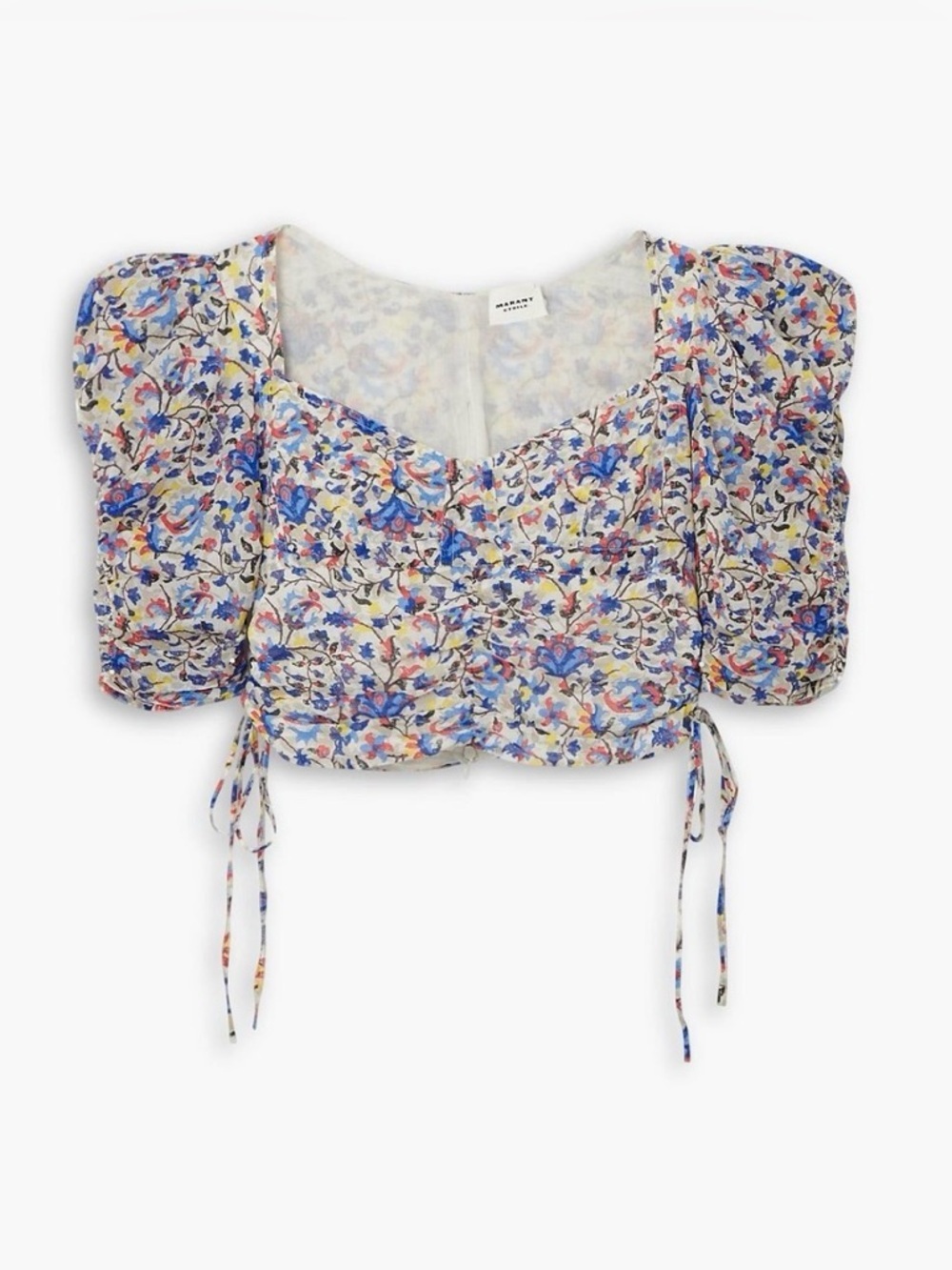 NWT MARANT ÉTOILE Galaor cropped floral-print cotton-voile top, Size 38/US 6